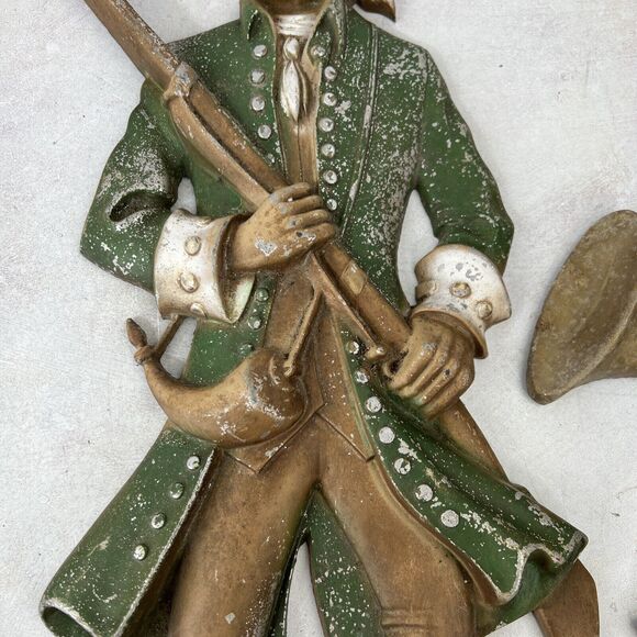 3 Vintage Sexton Cast Metal‎ Continental Army Minuteman Soldiers & BugleWall Art - Picture 9 of 16